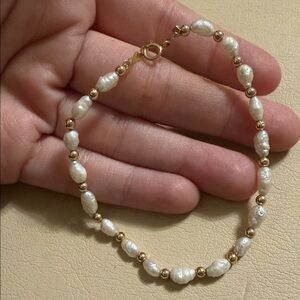 Sweet Water Pearl & 14K Gold Beaded Bracelet 7.5 in long 💛